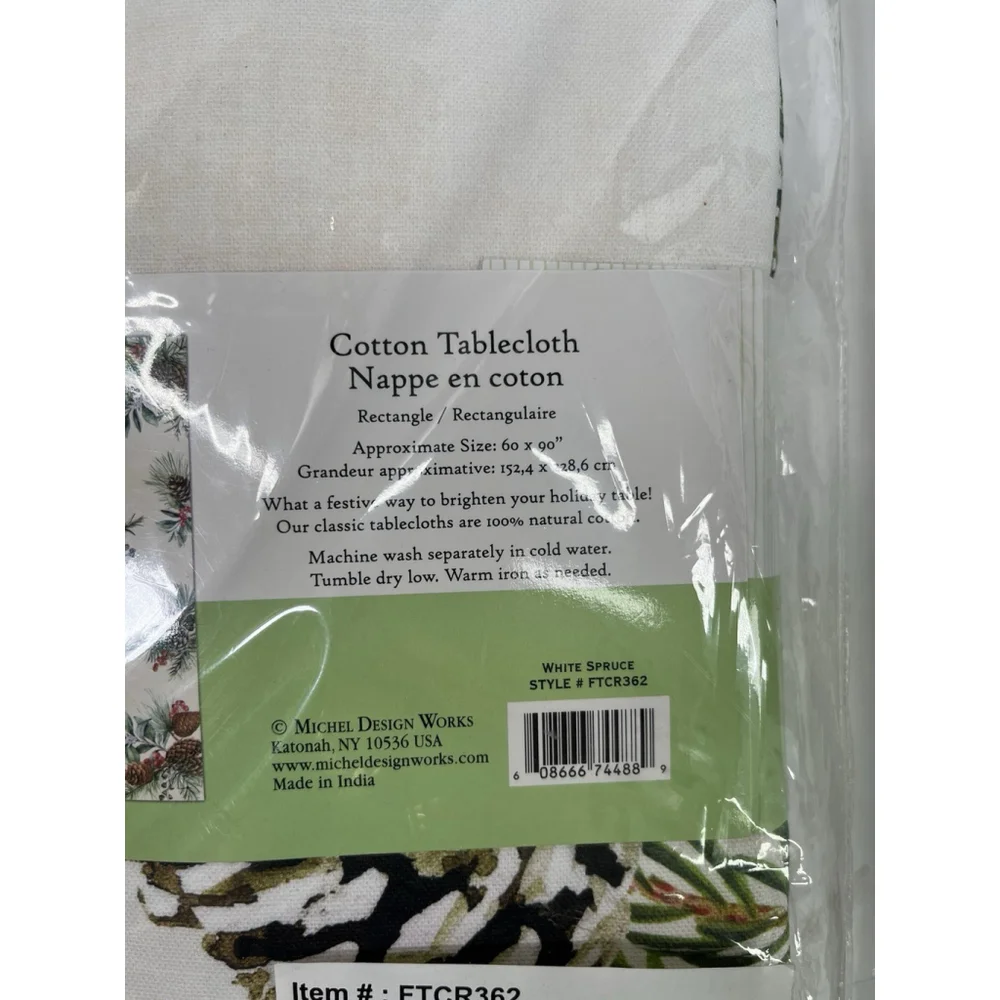 Michel Design Works Set‎ Christmas White Spruce Tablecloth w/ Double Oven Glove